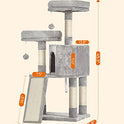 Feandrea Cat Tree, 45.3-Inch Cat Tower, Plush Condo with Scratching Post, Ramp, Perch, Spacious Cave, for Small Space, Light Gray UPCT141W01