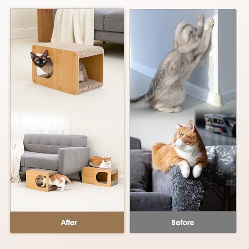 EHEYCIGA Cardboard Cat Scratcher House, 17-Inch Corrugated Cat Scratcher for Indoor Cats, Kitten Scratching Board Pad, Brown