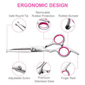 TINMARDA 5 in1 Dog Grooming Scissors Kit, Professional Dog Scissors for Grooming with Safety Round Tips, Titanium Coated Grooming Shears for Dogs Cat Pet At Home