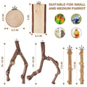LIMIO 6-Piece Bird Perch Set - Natural Wood Grape Sticks, Paw Grinding Forks, Bird Stand & Toys for Parakeets, Cockatiels, Conure, Budgies