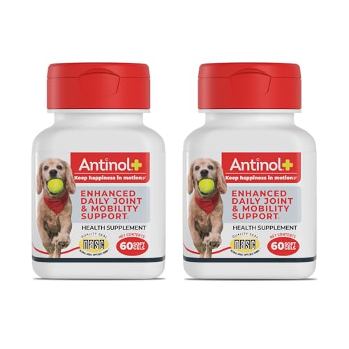 Antinol Plus Mobility Hip & Joint Supplement for Dogs, 120 Soft Gels | Green-Lipped Mussel Oil and Krill Oil for Better and Faster Results than Glucosamine and Chondroitin