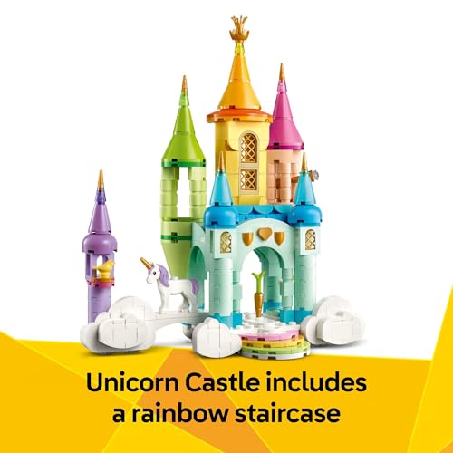 LEGO Creator 3 in 1 Unicorn Castle Building Toy for Kids - Unicorn Toy Trio for Girls & Boys, Ages 8+ - Build 3 Pretend Play Toys with 1 Set of Building Blocks - Gift Idea for Birthdays - 31175