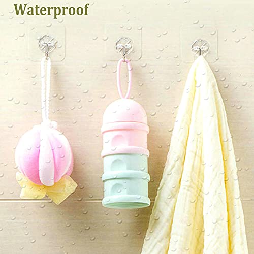 Jwxstore 24 Pack Self Adhesive Hooks Heavy Duty - 33lb Max, Transparent, Waterproof, Sticky Wall Hooks for Keys, Bathroom, Shower, Outdoor, Kitchen, Door, Home Improvement, Utility Hooks