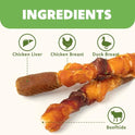 MON2SUN Dog Treats, Triple Flavor 6 Inch Chicken Liver Duck and Chicken Wrapped Rawhide Sticks, Teeth Cleaning Snacks for Medium Dogs, 17.6 oz (10 Count-Pack of 1)