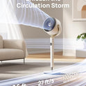 DREO Smart Fan for Bedroom, 120° +120° Omni-Directional Oscillating Fans, 100ft Quiet Pedestal Fan with RGB Light, 9 Speeds, 6 Modes, 20dB, 8H Timer, Wi-Fi/Voice/Alexa, 35-40" Floor Fans with Remote