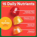 SmartyPants Kids Multivitamin & Fiber Gummies: Prebiotic Fiber to Support Kids Digestion with Vitamin D3, C, Vitamin B12, B6, A, Zinc, Biotin, Folate, Three Fruit Flavors, 90 Count (30 Day Supply)