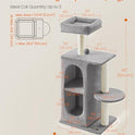 Feandrea Cat Tree, Small Cat Tower for Indoor Cats, Plush Cat Caves with Perch, Scratching Posts, for Small Spaces, Kittens, Light Gray UPCT005G01