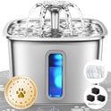 Veken Innovation Award Winner Stainless Steel Cat Water Fountain, 108oz/3.2L Automatic Pet Fountain Dog Water Dispenser with 3 Replacement Filters & Silicone Mat, Gifts for Cats, Dogs (Silver)