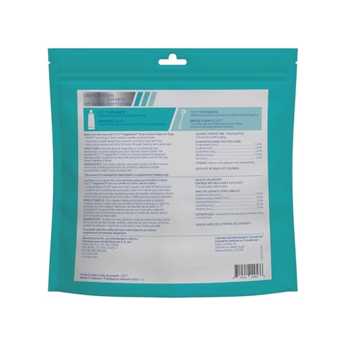 Virbac C.E.T.® VEGGIEDENT® FR3SH® Tartar Control Chews for Dogs with digestive health support, VOHC Approved, Medium 22-66lbs