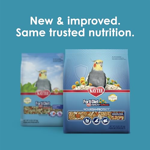 Kaytee Forti-Diet Pro Health+Safflower Nourish+Protect Cockatiel Food, Supports Breeding and Molting, Nutrition Backed by Science, Digestive and Brain Health, 4 pounds