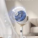 DREO Smart Fan for Bedroom, 120° +120° Omni-Directional Oscillating Fans, 100ft Quiet Pedestal Fan with RGB Light, 9 Speeds, 6 Modes, 20dB, 8H Timer, Wi-Fi/Voice/Alexa, 35-40" Floor Fans with Remote