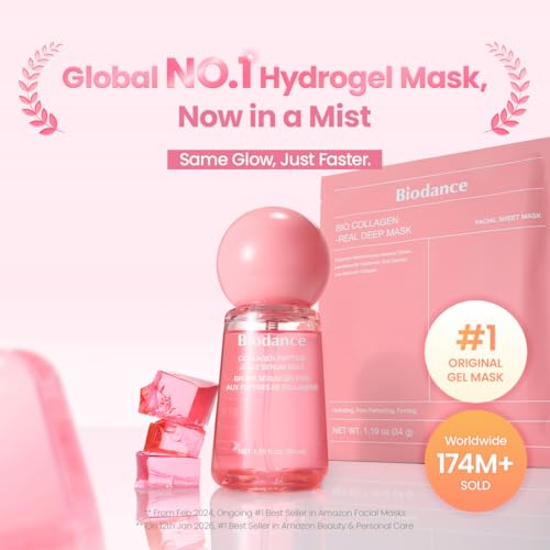 BIODANCE Collagen Peptides Jelly Serum Mist, Hydrating Face Mist, Plumping, Anti-Aging Face Spray, Sprayable Hydrogel, Travel Essentials & Self Care Gifts for Women, Korean Skin Care | 1.69 fl.oz