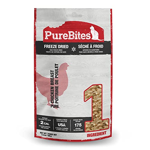 PureBites Chicken Breast Freeze Dried Cat Treats, 1 Ingredient, Made in USA, 2.3oz