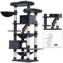 Heybly Cat Tree, 71-Inch-Tall Tower for Indoor Cats with 2 Perches, 2 Big Condos, 2 Hammocks, Basket, Scratching Pad, Large Cat Furniture and Condo, Smoky Gray HCT034G