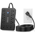 JouleLoom 6 FT Flat Plug Surge Protector Power Strip,11 Multiple AC Outlets with 6 USB Ports (2 USB C), 6 Feet Extension Cord, 1250W/10A, One Touch Switch Button, 17 in 1 Compact powerstrip