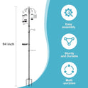 YINGYM 6-Hook Bird Feeding Station Kit, Wild Bird Feeder Stand Pole, Multi-Feeder Kit Stand with 4 Feeders, Bird Bath and Mesh Tray, 94 Inch