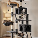Gitelsnour Cat Tree for Indoor Cats, 71'' (180cm) Multi-Level Cat Tower for Large Adult, Sturdy Cat Tree House with 2 Scratching Boards 7 Posts, 2 Plush Perches/Condos, Hammock, Smoky Gray GCT032G