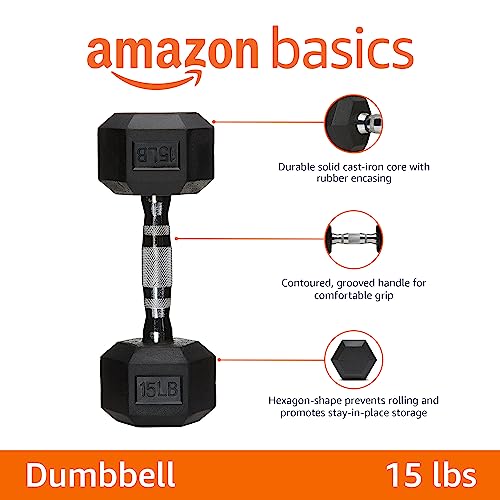 Basics Rubber Hex Dumbbell Hand Weight