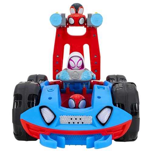 Jazwares Marvel Spidey and His Amazing Friends Team Spidey Flip and Reveal Cruiser - 11-Inch Double-Sided Vehicle with Lights, Sounds, and Web Blast Launchers
