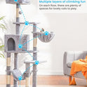 Hey-brother Cat Tree with Large Hammock, Multi-Level Cat Tower for Indoor Cats, Cat Condo with Sisal-Covered Scratching Posts and Top Perch, Light Gray MPJ050W