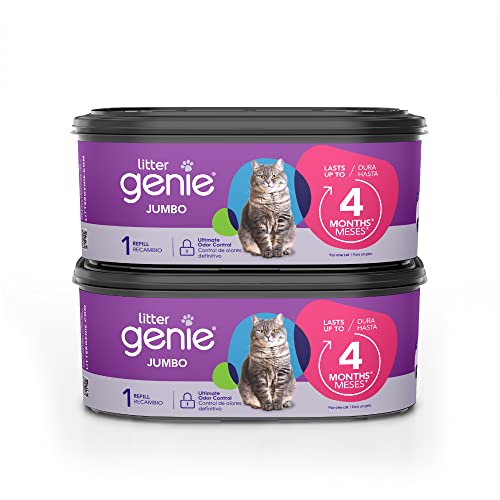 Litter Genie Refill Bags | Jumbo 2-Pack, 56 Total ft | Up to 8 Months of Supply in 2 cartridges | Ultimate Odor Control Cat Litter Bags