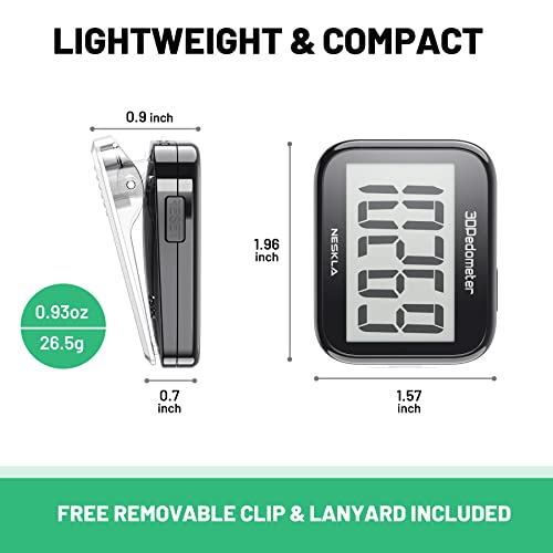 3D Pedometer for Walking, Simple Step Counter with Large Digital Display, Step Tracker with Removable Clip Lanyard, Accurately Track Steps for Men Women Kids Adults Seniors