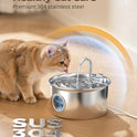 Cat Water Fountain Stainless Steel: Cat Fountain for Drinking - 88oz/2.6L Pet Water Fountain for Cats Indoor - Quiet Cats Water Bowl Dispenser - Pets Feeding & Watering Supplies - for Small Animals