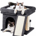 Aechonow Cat Tree for Large Cats, 14Inch Cat Tree Tower with Scratching Post, 20x16.5Inch Perch Bed for Adult Senior Cats, Removable Washable Mat, Dark Gray