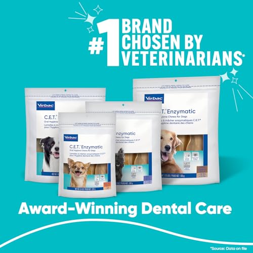Virbac C.E.T.® Enzymatic Oral Hygiene Chews for Dogs, Large - Plaque & Tartar Control - Single Layer Beefhide with Exclusive Dual-Enzyme System & Tasty Chicken Flavor - Easy to Give Dog Dental Chew