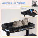 Heybly Cat Tree, 76-Inch Tall Heavy Duty Cat Tower for Big Cats with Extra Wide Baseboard, Multi-Level Large Cat Furniture with 2 Condos & 2 Hammocks, 10 Scratching Posts, Smoky Gray HCT039G