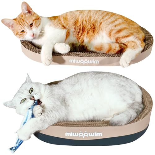 3PSC Cat Scratcher Cardboard, Oval Cat Scratch Pad Bowl Nest for Indoor Cats, Round Cat Scratching Board Corrugated Lounge Cat Bed, Furniture Protector for Couch