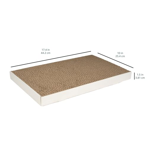 Basics Corrugated Cardboard Cat Scratcher, Scratching Board, Reversible, 17.4" x 10", White, 4-Pack