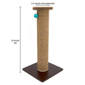 Kitty City Tall Sisal Cat Scratching Post, 32” Durable Scratcher with Sturdy Base & Hanging Jingle Toy, Easy Assembly, Furniture Protection for Indoor Cats - Brown