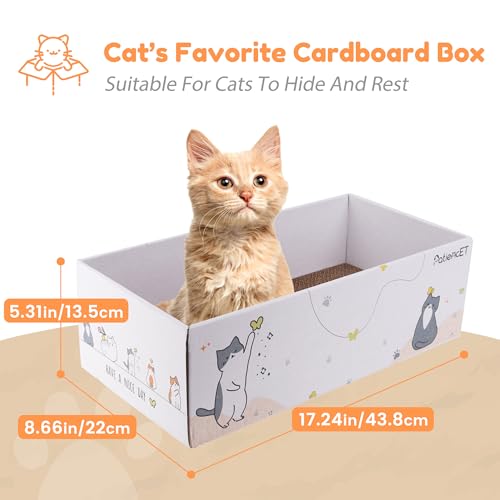 PatiencET Cat Scratch Pad with Box, 4 Pack Cardboard Cat Scratcher Lounge Bed for Indoor Cats, Reversible Corrugated Scratching Board Refill with Catnip