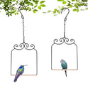 2PK Metal Frame Hummingbird Swings and Perches with Wooden Dowel Black Bird Swing Outdoor Bird Perch Humming Bird Swing (2PK)