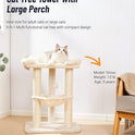 Happi N Pets 28" Cat Tree, Large Bed for Big Cats, Small Cat Tower with Soft Perch for Window Viewing, Stable Cat Tree Tower, Cat Scratching Post with Hammock, Removable Cover-Beige