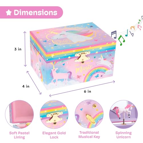 Jewelkeeper Jewelry Box for Girls, Cotton Candy Unicorn Musical Jewelry Boxes, The Beautiful Dreamer Tune and Spinning Unicorn Doll, Toys for Girls