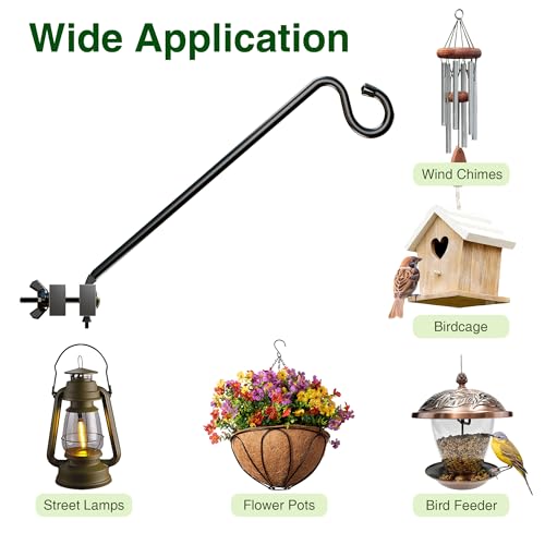 12-Inch Deck Bird Feeder Hanger for Railing, Outdoor Decor Plant Hanger, Balcony Railing Hook - 22LB Capacity - for Hanging Plants, Bird Feeders, Lanterns, Wind Chimes