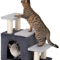 Aechonow 3-in-1 Pet Stairs for Cats, Dog Steps for Small Doggie Rabbits, 6.29''Depth Cat Stairs, Indoor Cat Ladders for High Bed for Pet's Joints, 1 Cat Condo Cave, Sisal Scratcher, Grey, Medium