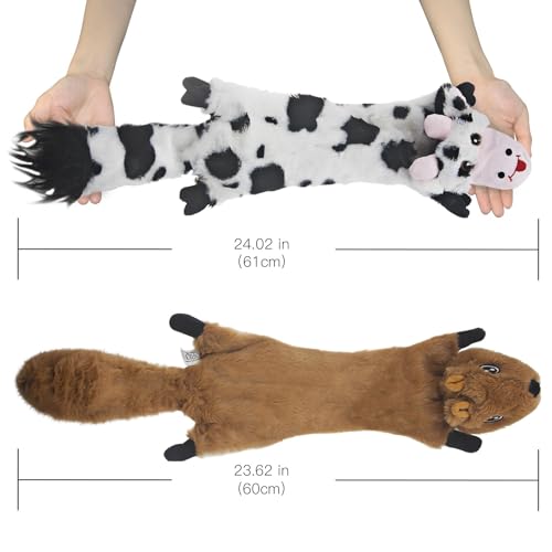 SHARLOVY Dog Squeaky Toys 5 Pack, Pet Crinkle Toy No Stuffing Animals Plush, Dog Chew for Large and Medium, Small Puppy Teething for Boredom