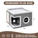 Cat Beds for Indoor Cats, Large Cat Cave with Fluffy Ball and Scratch Pad, Foldable Cat Scratch House with Hideaway Condo for Kitten,16x16x13inch,Grey