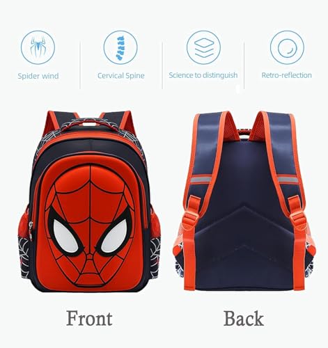 Cartoon Spider Schoolbag with Pencil Case - 3D, Waterproof, Large-Capacity for Primary School Boys (15in)