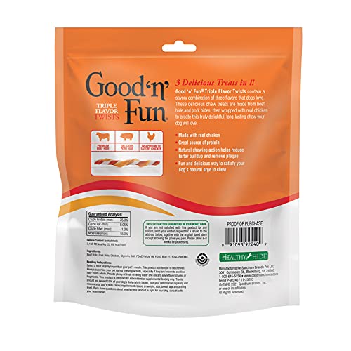 Good 'n' Fun Twists Long-Lasting Dog Treat, With Real Proteins, Beef Hide and Premium Chicken, Supports Dental Health, Mental Stimulation, 35 count