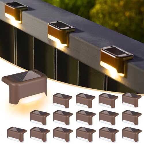 SOLPEX Solar Deck Lights Outdoor 16 Pack,Step Light Waterproof,Warm White | Led Solar lights for Outdoor Stairs,Step,Fence,Yard,Patio and Pathway