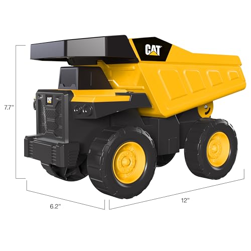Cat Construction Toys, Real Steel Dump Truck – 12” Heavy Duty Steel Construction Toy with Realistic Working Dump Bed – Durable Vehicle for Indoor & Outdoor Play – Ages 3+