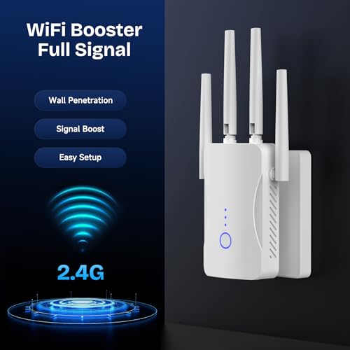 2026 WiFi Extender Signal Booster - 2.4GHz 300Mbps WiFi Booster for Home, Covers Up to 9999 Sq. Ft, Easy Setup, Ethernet Port & Access Point, Stable Internet Performance with 60+ Devices （White）