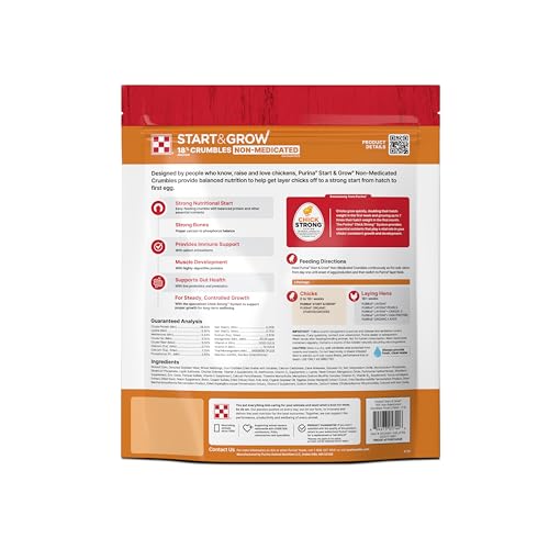 Purina Start and Grow | Non-Medicated Chick Feed Crumbles | Nutritionally Complete - 5 Pound (5 lb) Bag