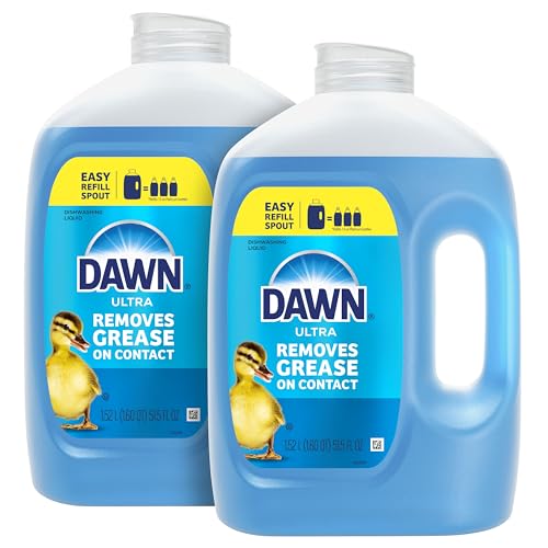 Dawn Ultra Dish Soap Refill Jug Large Size Original Blue Liquid Dishwashing Detergent, Powerful Dish Soap for Grease, 51.5oz (Pack of 2)