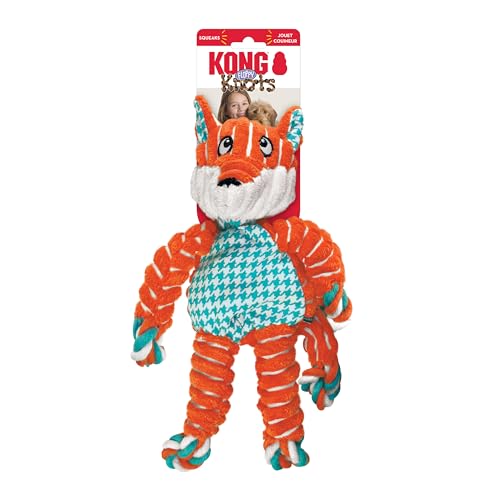 KONG Floppy Knots - Knotted Rope Dog Toy Entices Play - Tug Toy Satisfies Natural Instincts - Dog Supplies with Floppy Design & Minimal Stuffing - Fox, for Medium/Large Dogs