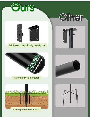 XDW-GIFTS Bird House Pole, 1 Pack 109 Inch Metal Bird Feeder Pole for Outdoor, with 5-Prong Heavy Duty Base for Birdhouse Mounting, Weather Station